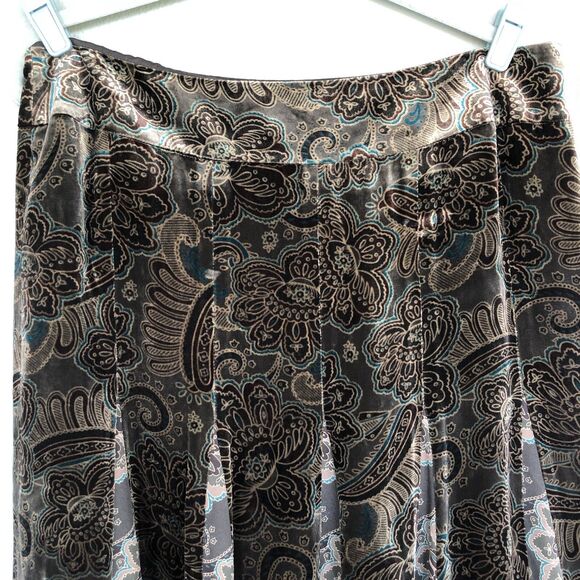 Ann Taylor Velvet Silk Skirt Women 14 Brown Paisley Boho Fairy Whimsy Y2K VTG - Picture 4 of 10